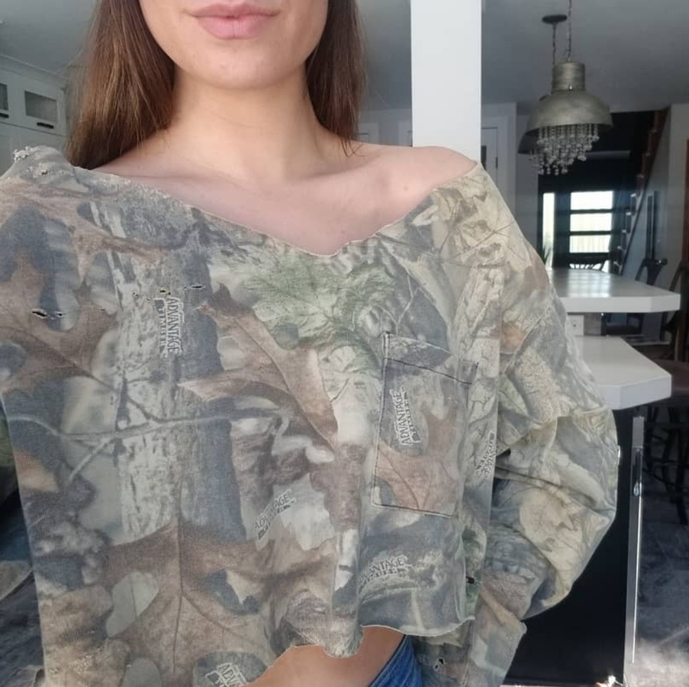 Long Sleeved Camo Crop Top